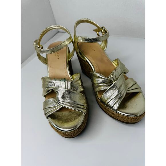 Ted Baker Classic espadrille Gold Carda Heel Wedge Sandal sz 39 - Picture 6 of 10
